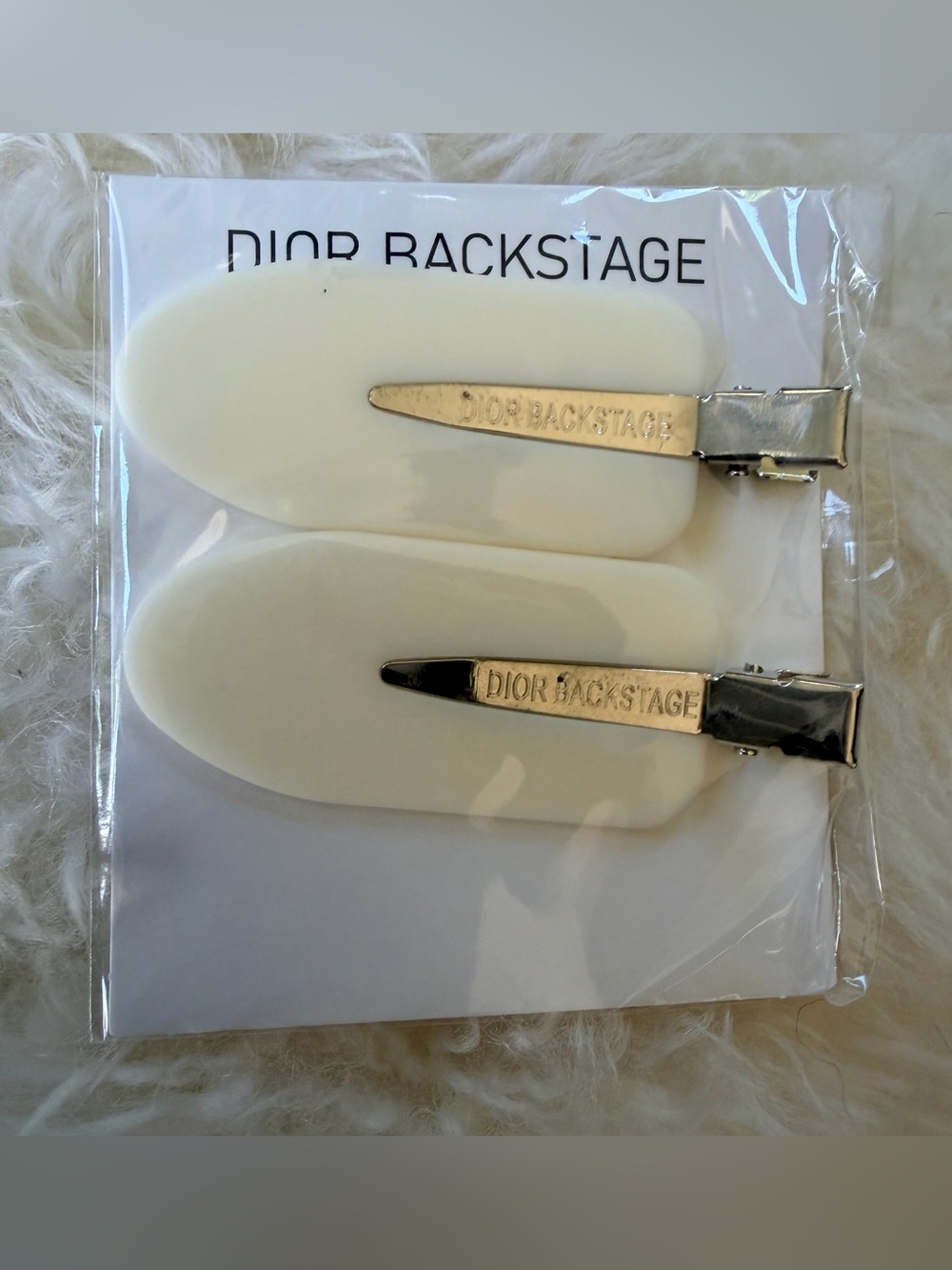 Dior Backstage White Alligator Style Hair Clips NEW in SEALED/LABELED Bag